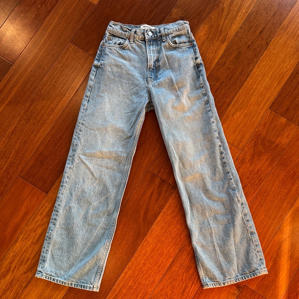 reformation Wilder high-rise wide leg cropped jeans - size 24
